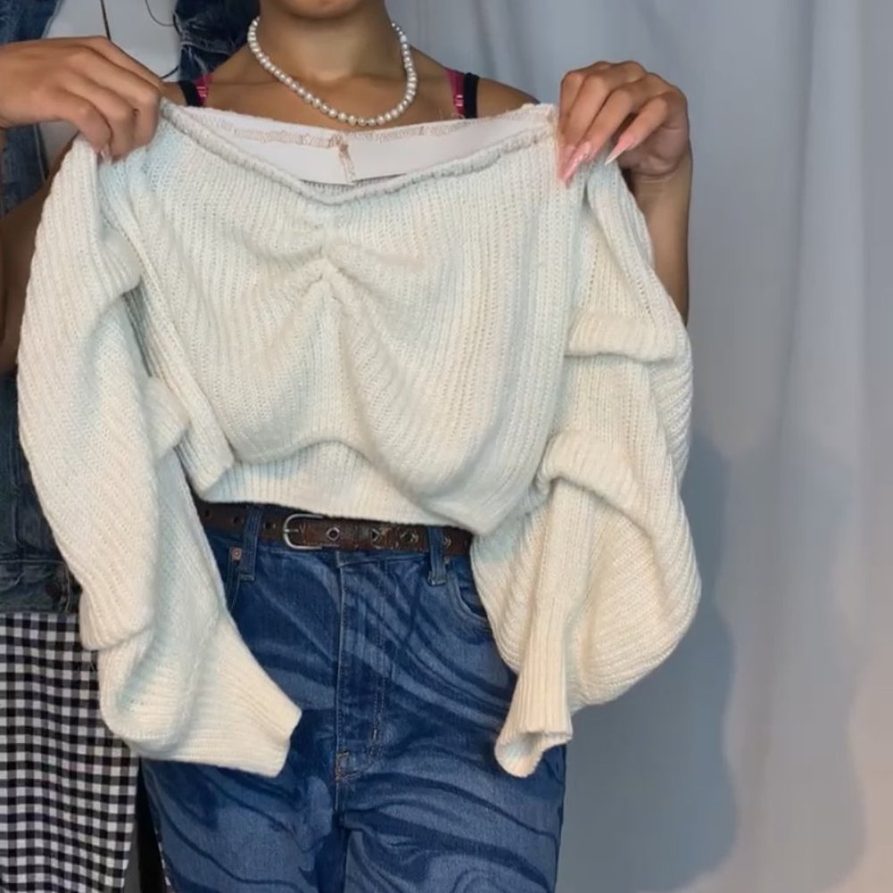 White off-the-Shoulder Sweater